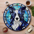 Border Collie Long Haired Circular Glass Suncatcher Worktop Saver